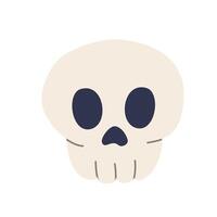 Flat illustration of a spooky skull, ideal for Halloween and gothic-themed designs. This eerie graphic is perfect for posters, invitations, party decor, and any artwork needing a creepy touch vector