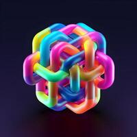 Abstract shape, tangled graphic. Multicolor gradient volumetric riddle form. ai illustration photo