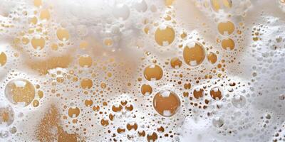 Foam with bubbles background. Soap, shampoo, powder, gel for shave, foam mousse with bubbles template. Pattern for hygiene, clean wash with copy space photo