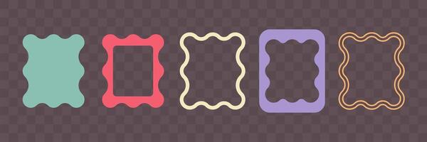 Geometric forms. Scallop rectangle frames for text and image. Empty box border. Edge colored forms vector