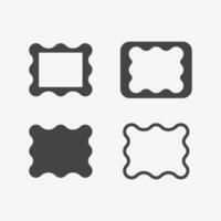 Scallop rectangle frames for text and image. Empty box border. Black white color vector