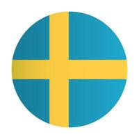 Swedish flag circle badge. Sweden country identity emblem. Scandinavia vector
