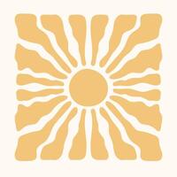 Groovy Sun, pattern in trendy 60s, 70s style. Psychedelic hippie background vector