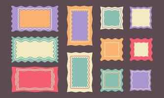 Wiggly rectangular childish shapes collection. Abstract border box for text or images. Geometric form for social media vector