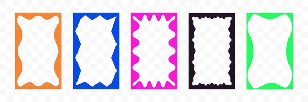 Zigzag wave borders. Curvy wave frames for social media. Scalloped rectangle set. Groovy box collection vector