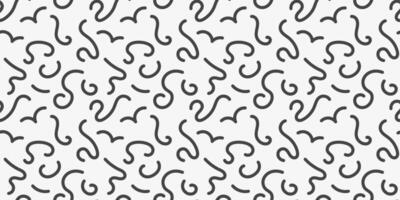 Doodle lines seamless pattern. Black white curve waves print vector