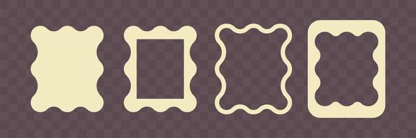 Scallop rectangle frames for text and image. Empty box border. Edge colored forms vector
