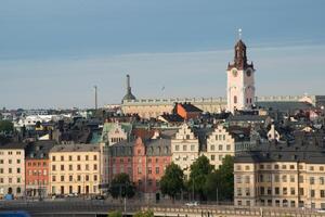 Multicolored buildings in Stockholm photo