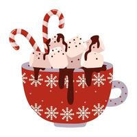Cup of hot chocolate with marshmallows vector