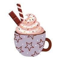 Cup of cocoa with whipped cream vector