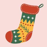 Sock decorated with a variety of color patterns vector
