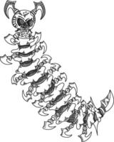 A grotesque centipede skeleton with a deadly tail blade. vector
