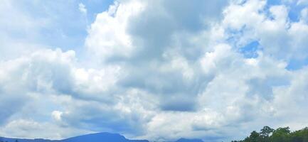 Beautiful blue sky with white clouds. Cloudy background photo