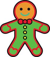 A cartoon gingerbread man with a bow tie vector