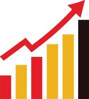 A red arrow is going up on a graph vector