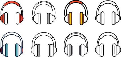 Modern Headphones Collection set with Dynamic Graphics vector