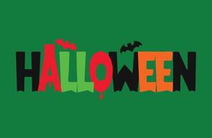 Halloween font with bats and bats on green background vector