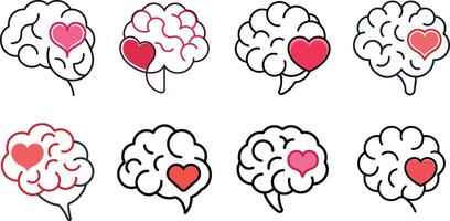 Creative art brain with a heart symbol showing the balance of logic and love vector