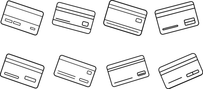 minimalista crédito tarjeta conjunto presentando pulcro ilustraciones para digital utilizar vector