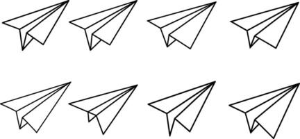 Set of Paper airplanes coloring pages vector