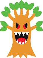 A cartoon tree with a big mouth and teeth vector