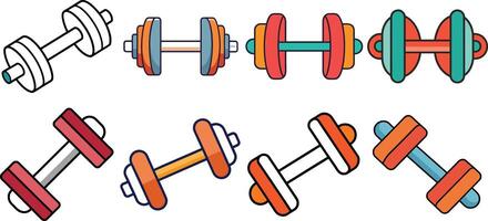 Premium dumbbells set with sleek illustrations showcasing strength and fitness vector