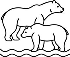 Polar bear coloring pages vector