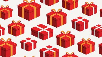 Seamless red gift boxes pattern vector