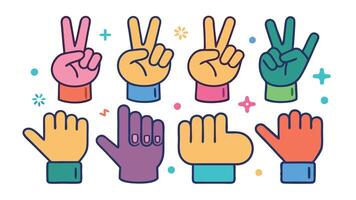 Human hands gestures realistic images set with pointing finger ok sign thumb up transparent vector