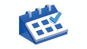 Calendar with check icon 3D rendering illustration vector