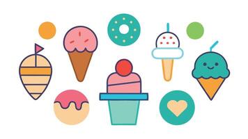 Ice creams icons set vector