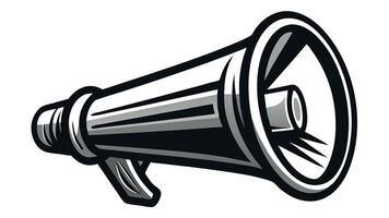 Illustrationn of megaphone. Monochrome style. isolated on white background vector