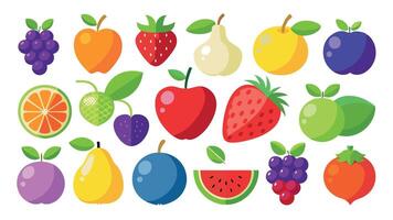 Fruits Berries Colorful Icons Collection vector