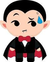 Cute goth vampire with expressions, collection, stick Fun emotions, vampire distrusting, suspecting, thinking vector