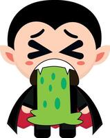 Cute vampire, goth, with expressions, collection, stick Fun Emotions, vampire vomiting, sick vector