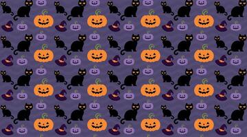 Black cat and halloween pumpkin, pattern, repeat, texture, fabric, paper pattern vector