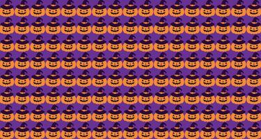 Halloween pumpkin with witch hat, pattern, repeat, for backgrounds, textures, fabrics, papers, purple vector