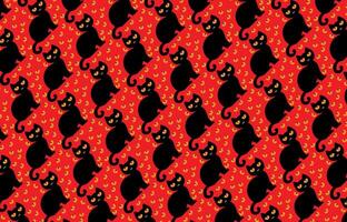 Black cat with orange eyes, halloween theme,pattern vector