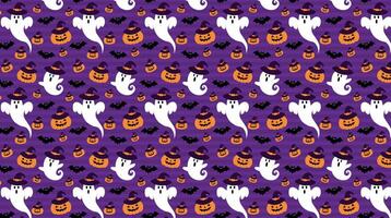 Halloween pumpkin, bat and ghost, pattern, repeat, for backgrounds, textures, fabrics, papers, model 3 vector