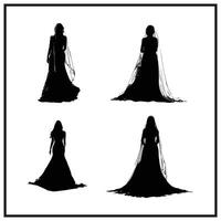 A ghostly bride walking down the aisle silhouette vector
