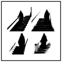 A ghost haunting a staircase clipart silhouette vector