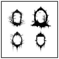 A haunted mirror with eerie reflections silhouette vector