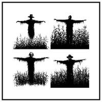A headless scarecrow in a cornfield clipart on a white background vector