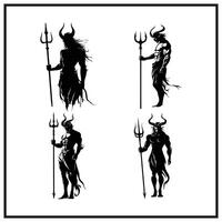 A devil holding a trident clipart silhouette vector