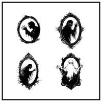 A ghost reaching out of a mirror clipart vector