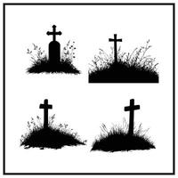 A grave with a cross clipart on a white background vector