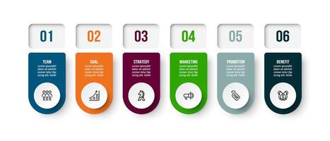 6 steps business infographic template. vector