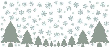 pine tree forest with snowflakes background vector