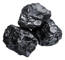 Lumps of shiny black coal stacked together at rest png