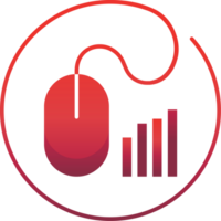 A red mouse with a bar graph on it png